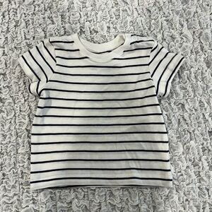 Stripped t shirt with snaps on shoulder